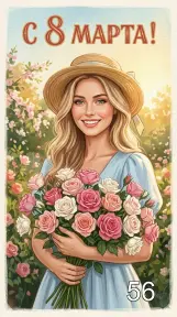 Девушка с розами 8 марта