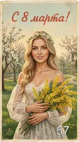 Девушка с цветами 8 марта