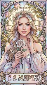 Девушка стиль цветное стекло 8 марта